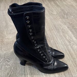 Stuart Weitzman Spats Domino Victorian Edwardian style heeled boots, as is